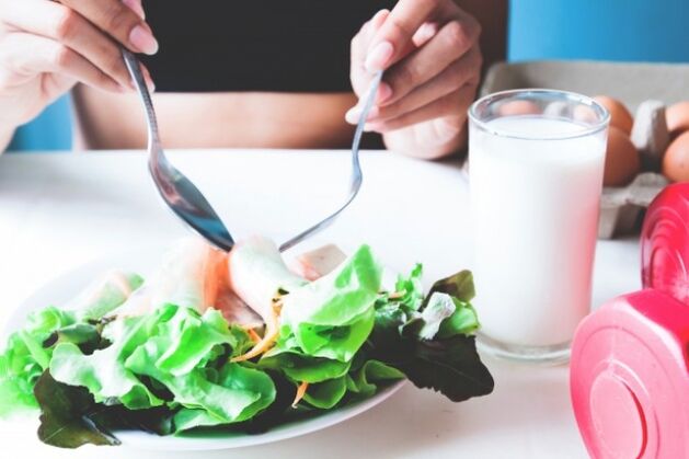 Lettuce and glass yogurt